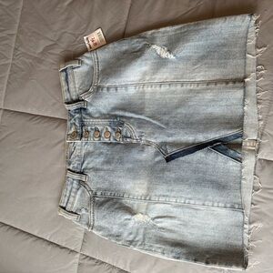 Rock & Roll Denim Light Blue Denim Skirt with Button Details